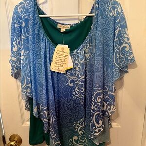Blue and Green Women's Top